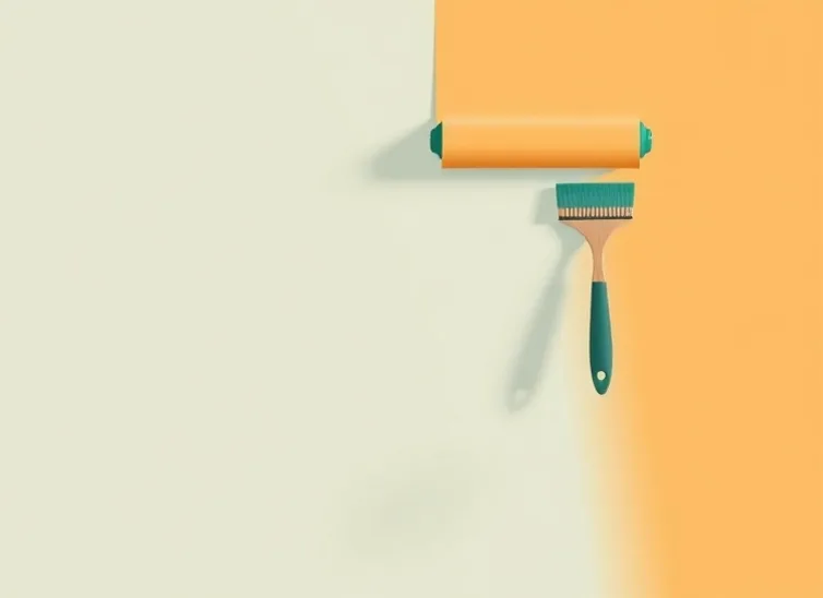 Pose de papier peint, rouleau et brosse à maroufler